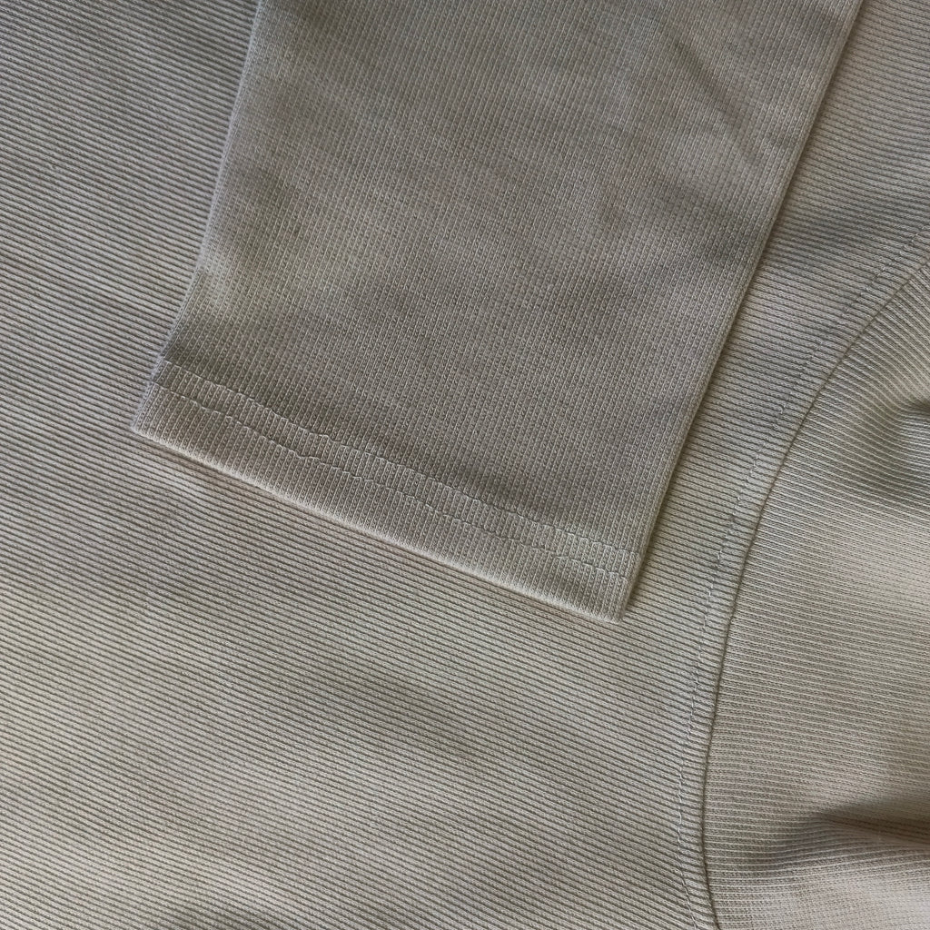 Lightweight Ribbed High-Neck Full Sleeve Tee – Premium off-white Cotton